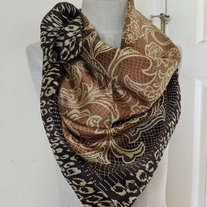 Adrienne Landau vintage brown silk Paisley scarf